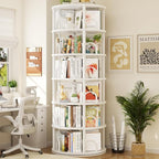 Aheaplus 6 Tier Rotating Bookshelf Tower, Revolving Bookcase, 360° Round - Image 8