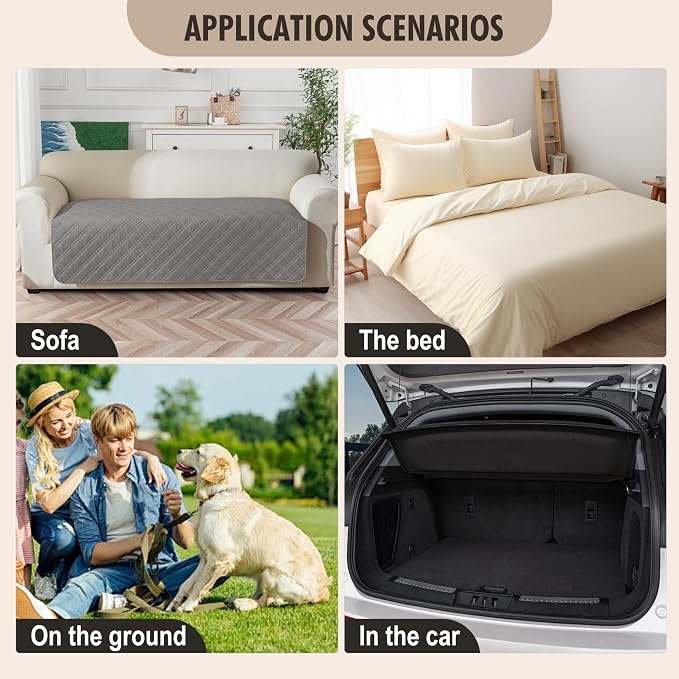 Genina Waterproof Couch Cover, Washable Anti-Slip 78inch Sofa Covers - Image 6