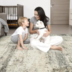 2.6x10 Washable Runner Rug:Modern Abstract Soft Carpet Ash Brown | - Image 2