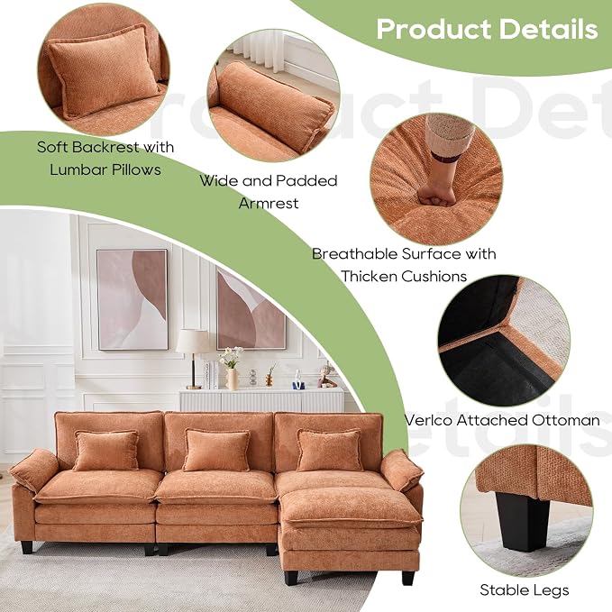 Oprisen 120" Modular Sectional Sofa, Comfy Cloud Couch Sectional Sofa - Image 5