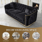 DAMAIFROM Luxury Velvet Couch Set Black and Gold Sofa, Mid Century Modern - Image 5