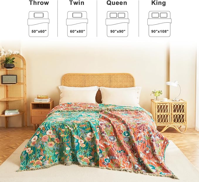LUTBM Boho Throw Blanket for Couch Sofa Chair Cotton Summer Breathable Blankets - Image 5
