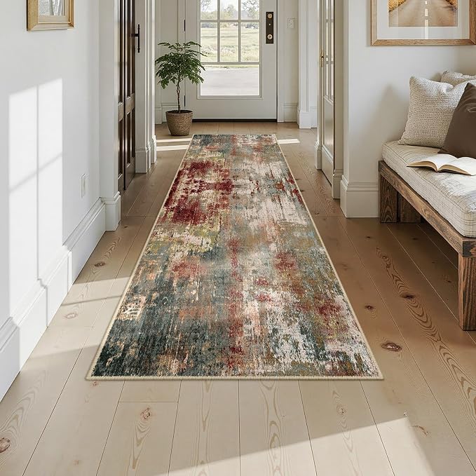 RELEANY Washable Runner 2'6"x10' Abstract Area Rug - Image 7
