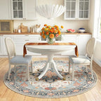 RELEANY Washable Area Rug, Round 6ft, Water Repellent, Pet Friendly, Vintage - Image 2