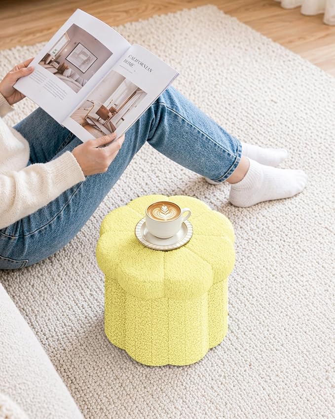 B FSOBEIIALEO Storage Ottoman Foldable, Sunflower Shaped Small Footrest - Image 7