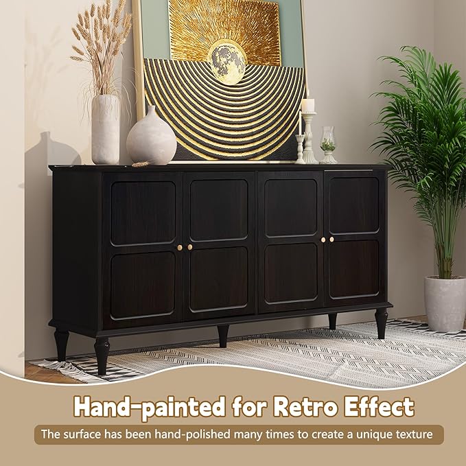 ARTPOWER 58'' Mid-Century Modern Buffet Storage Cabinet - Image 3