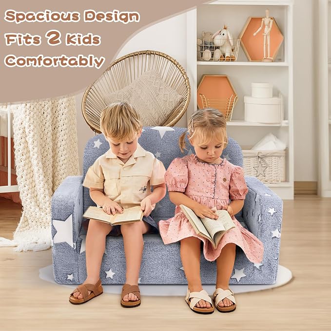 Foryoomi Extra Wide Kids Couch, 2-in-1 Soft Couch - Image 3