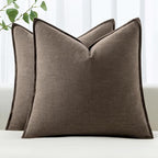 MIULEE Decorative Linen Pillow Covers 20x20 Inch Coffee | Boho Farmhouse​ ​Fall by MIULEE