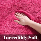 Hot Pink Rugs for Living Room Bedroom, Fluffy 5x8 Bedside Area Rug, Soft Plush - Image 2