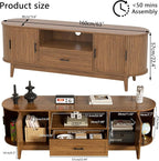 Mxtxmy 63" Fluted TV Stand for Tvs up to 70", Mid-Century Modern Entertainment - Image 2