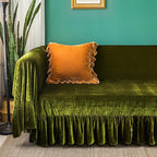 GLORY SEASON Velvet Sofa Cover Soft Decorative Luxurious Solid Exquisite Ruffle - Image 3