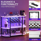 Unikito Bar Table Cabinet with Charging Station, Wine Rack Table with LED Light - Image 4
