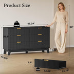 BORNOON Fluted 6 Drawer Dresser, 47.2" Wide Modern Boho Chest of Drawers - Image 2