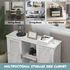 TaoHFE Marble Top Narrow Sideboard Cabinet, Modern White Marble Side Buffet - Image 4