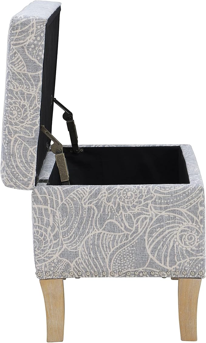 Linon Stone Upholstered Storage Stephanie Ottoman - Image 14