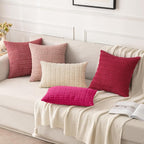 MIULEE Corduroy Decorative Throw Pillow Covers 18x18 Hot Pink Pack of 2 | Soft - Image 4