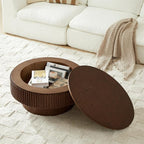 Round Coffee Table for Living Room, Fluted Drum Accent Tea Center Table - Image 8