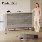 BORNOON 57" Wide Dresser for Bedroom, 12-Drawer Fluted Dresser - Image 2