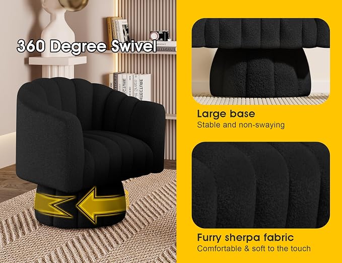 Dewhut Swivel Accent Chair, 360° Swivel Barrel Chair - Image 6