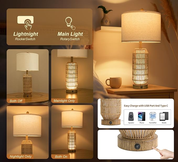 OYEARS 25" Table Lamps Set of 2 - Image 3