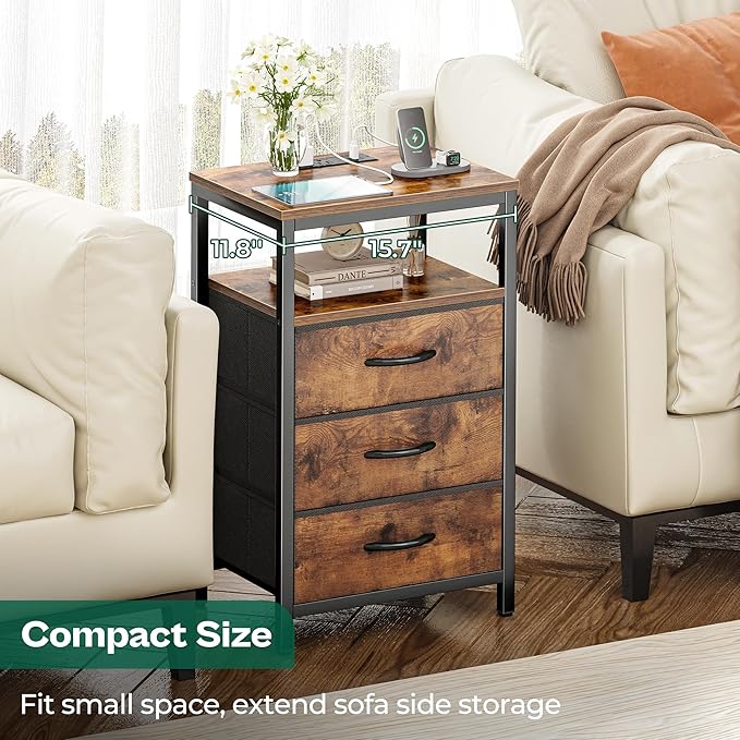 Huuger Nightstands Set of 2, 27.6 Inch End Tables - Image 4