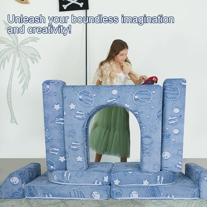 MeMoreCool Kids Couch, 10-Piece Modular Play Couch - Image 7