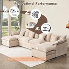 GOSUHI 142.5" U Shaped Couch, Modular Sectional Sofa, 3-Seater Comfy Cloud Couch - Image 7
