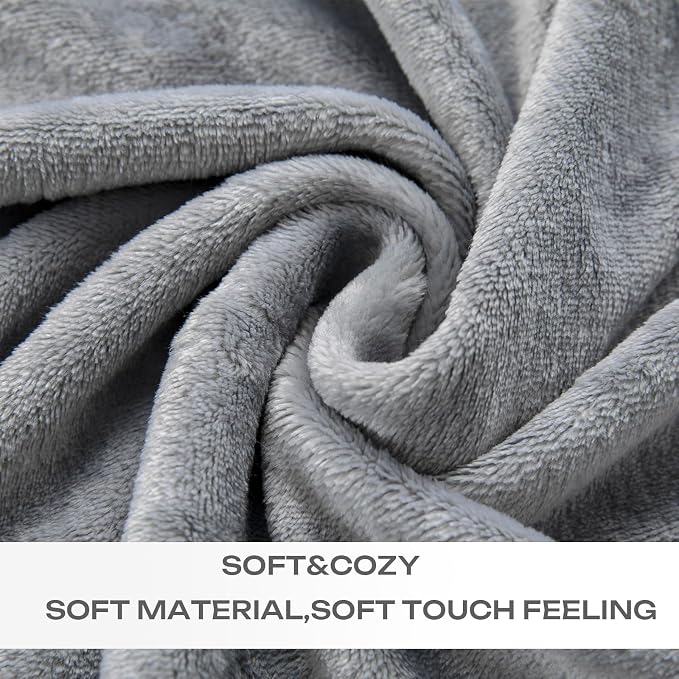 Grey Fleece Plush Throw Blanket 108"x90"for Couch Sofa Fuzzy Cozy Flannel | - Image 4
