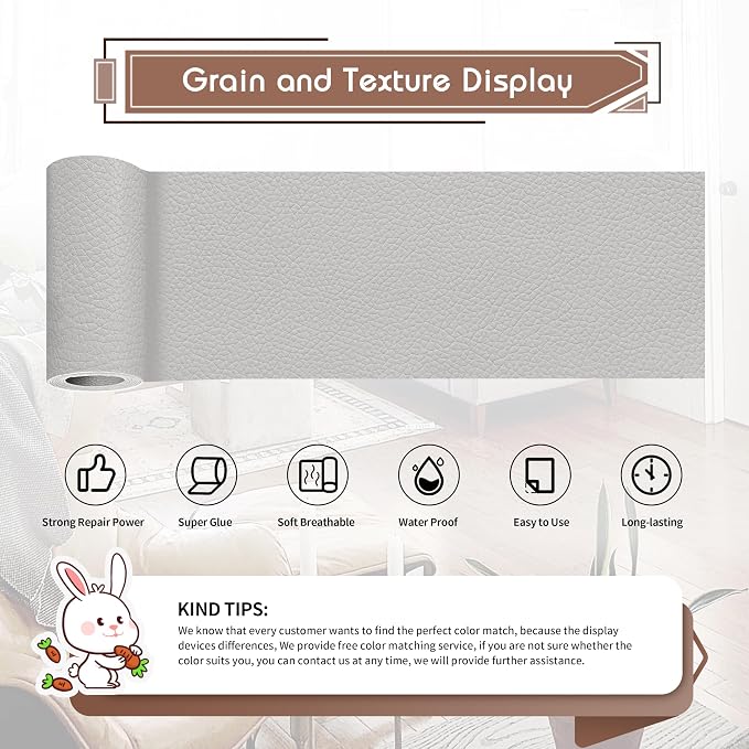 KING MOUNTAIN Leather Repair Patch, 4 x 63 Inches self Adhesive Leather Repair - Image 2