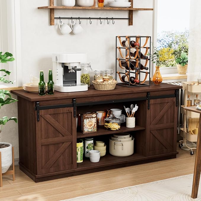 Shahoo Farmhouse Sideboard Buffet Cabinet, Coffee Bar Storage by BuynowfromShahoo