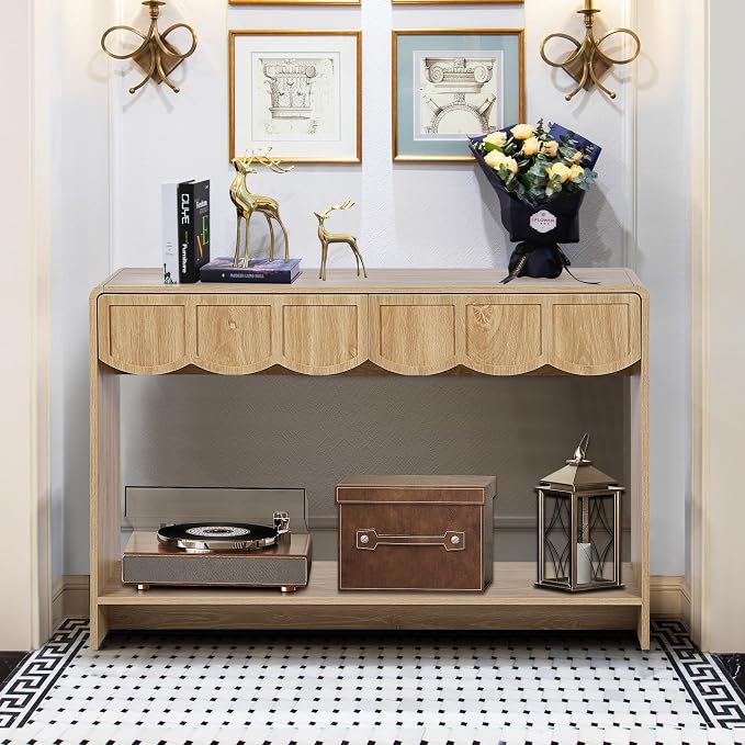 ORRD Console Table with Drawers, Mid-Century 43 Inches Narrow Entryway Table - Image 4