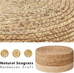 Cpintltr Foot Stool Natural Seagrass Hand Weave Poufs Round Ottoman - Image 6