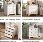 JOINICE White Night Stand with Charging Station, Modern Nightstand with 3 - Image 7