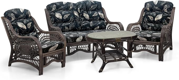 Malibu Lounge Loveseat Sofa Natural Rattan Wicker Handmade Design, Dark Brown - Image 5