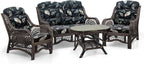 Malibu Lounge Loveseat Sofa Natural Rattan Wicker Handmade Design, Dark Brown - Image 5