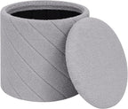 PINPLUS Ottoman with Stroage Round Boucle Ottoman and Tray Sherpa Removable - Image 7
