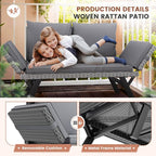 Flamaker Outdoor Convertible Sofa, Woven Rattan Patio Furniture Sunbed - Image 5