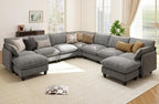 Ihanherry 141" Oversized V-Shaped Modular Sectional Couch, 9-Seater Cloud Sofa by iHanHerry