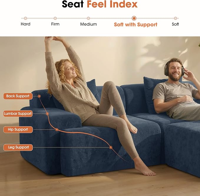 83.5" Boneless Loveseat with Ottoman, Cloud Comfy Couches - Image 6