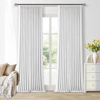 Snow White Pleated Linen 100% Blackout Curtains 96 Inches Long | Pinch Pleat by Twodrapes