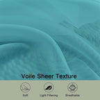 Sheer Turquoise Curtains, Sheer Curtains 63 inch Length 2 Panels Set, Rod - Image 5