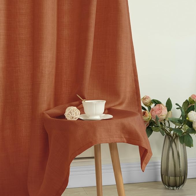 Terracotta 72 Inch Linen Curtains - Image 8