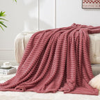BEDELITE 3D Ribbed Brick Dust Fleece Throw Blanket - Image 2