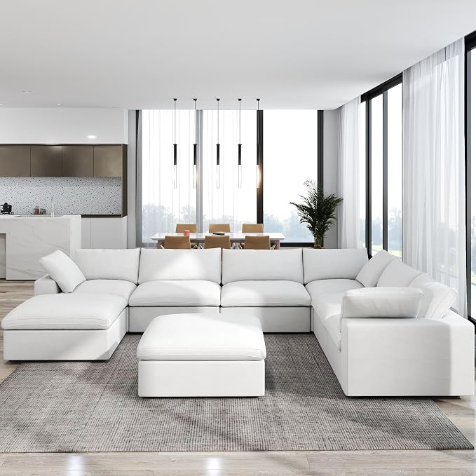 160" Cloud Sectional Couch, Overzised Down Filled Couch, 8 Seater Convertible - Image 8