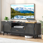 70" Fluted TV Stand for Tvs up to 80", Mid-Century Modern Entertainment Center - Image 9