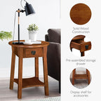 Leick Home Mission End Table, Solid Wood, 18 in. Round, 1 Storage Drawer - Image 6