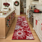 Findosom Christmas Runner Rug 2x8, Non Slip High-Low Textured Floral Washable - Image 8
