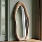 Honyee Full Length Mirror, Flannel Wrapped Wooden Frame Floor Mirror, Irregular by Honyee