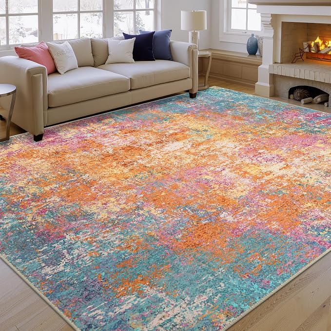 RELEANY Washable 9'x12' Abstract Area Rug - Image 9