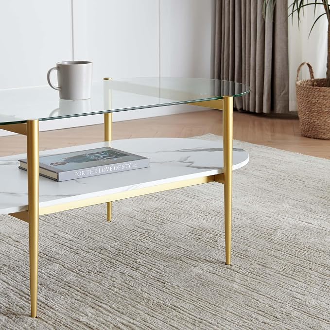 LumFurn Oval Coffee Table, Mid-Century Modern Design, L41 x W21 x H17 inch - Image 6